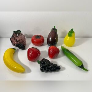 Vintage Art Glass Vegetable and Fruit Set Blown Murano Style